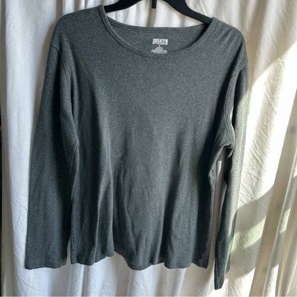 Duluth Long Sleeve Basic Gray Round Neck Shirt Size L - Picture 1 of 3